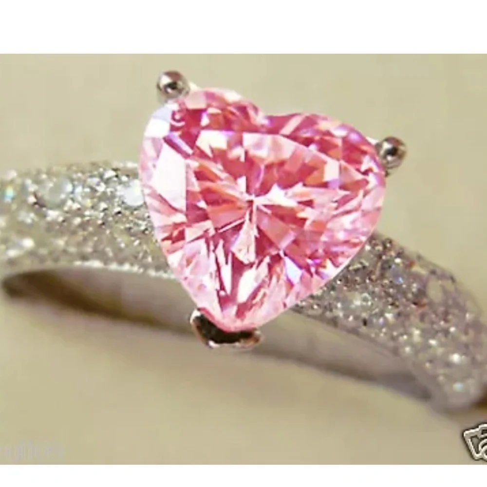 925 Pink Heart Sapphire Ring